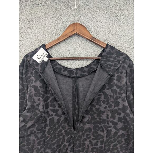 Linea by Louis Dell'Olio Animal Print Dress Women XL Black Inverted Pleat N45 - Picture 6 of 16